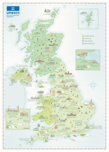 UNESCO UK Heritage Illustrated Map - Illustrated Maps by Tom Woolley