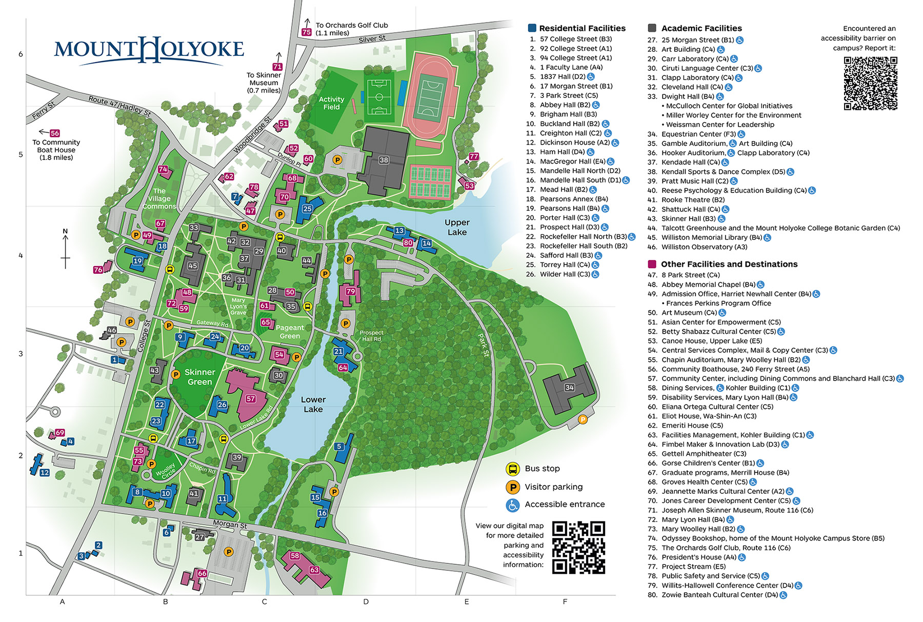 Campus map for Mount Holyoke College - Illustrated Maps by Tom Woolley