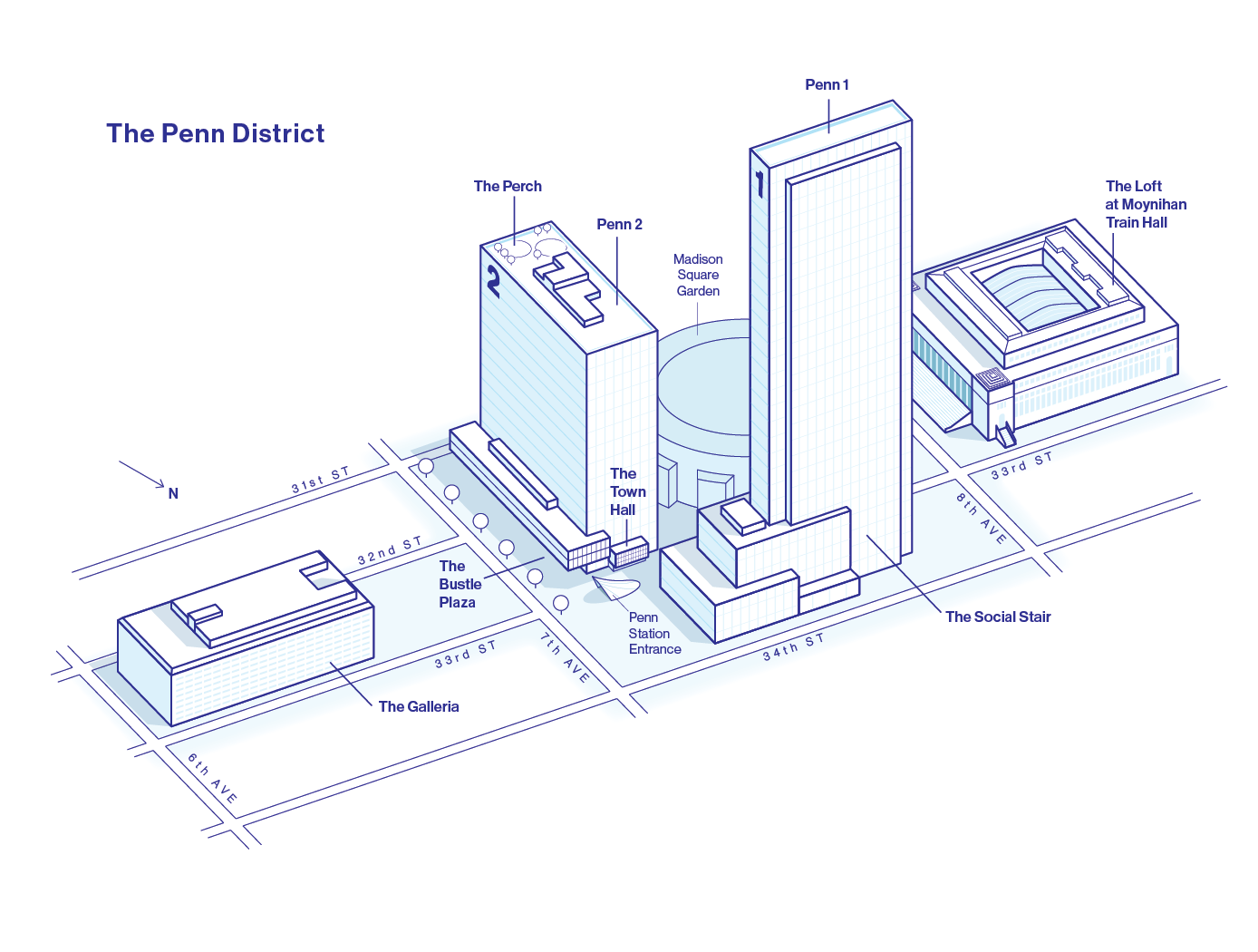 The Penn District, New York illustrated 3D map