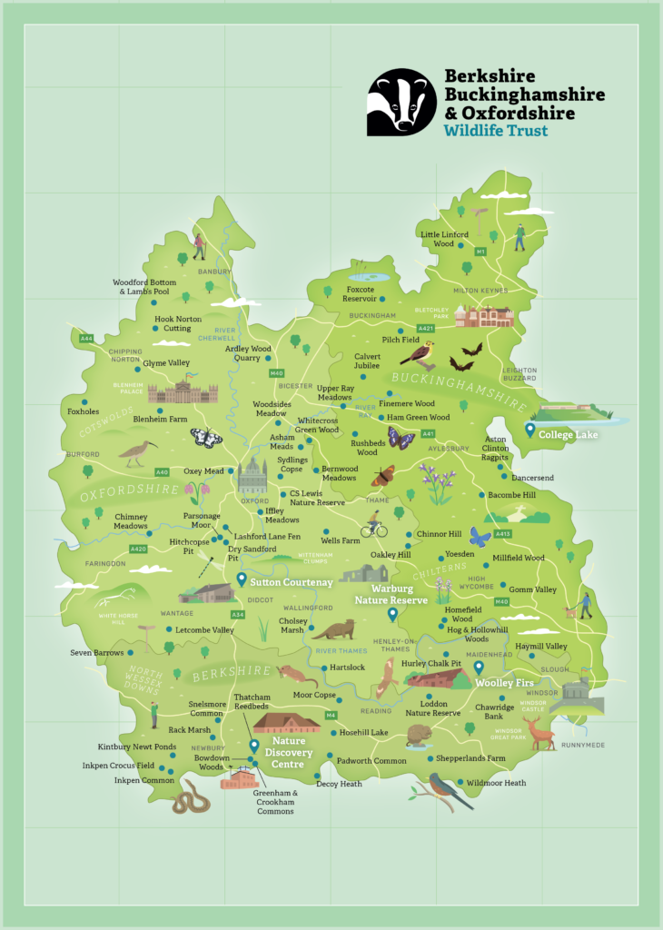 Berkshire, Buckinghamshire and Oxfordshire Wildlife Trust map